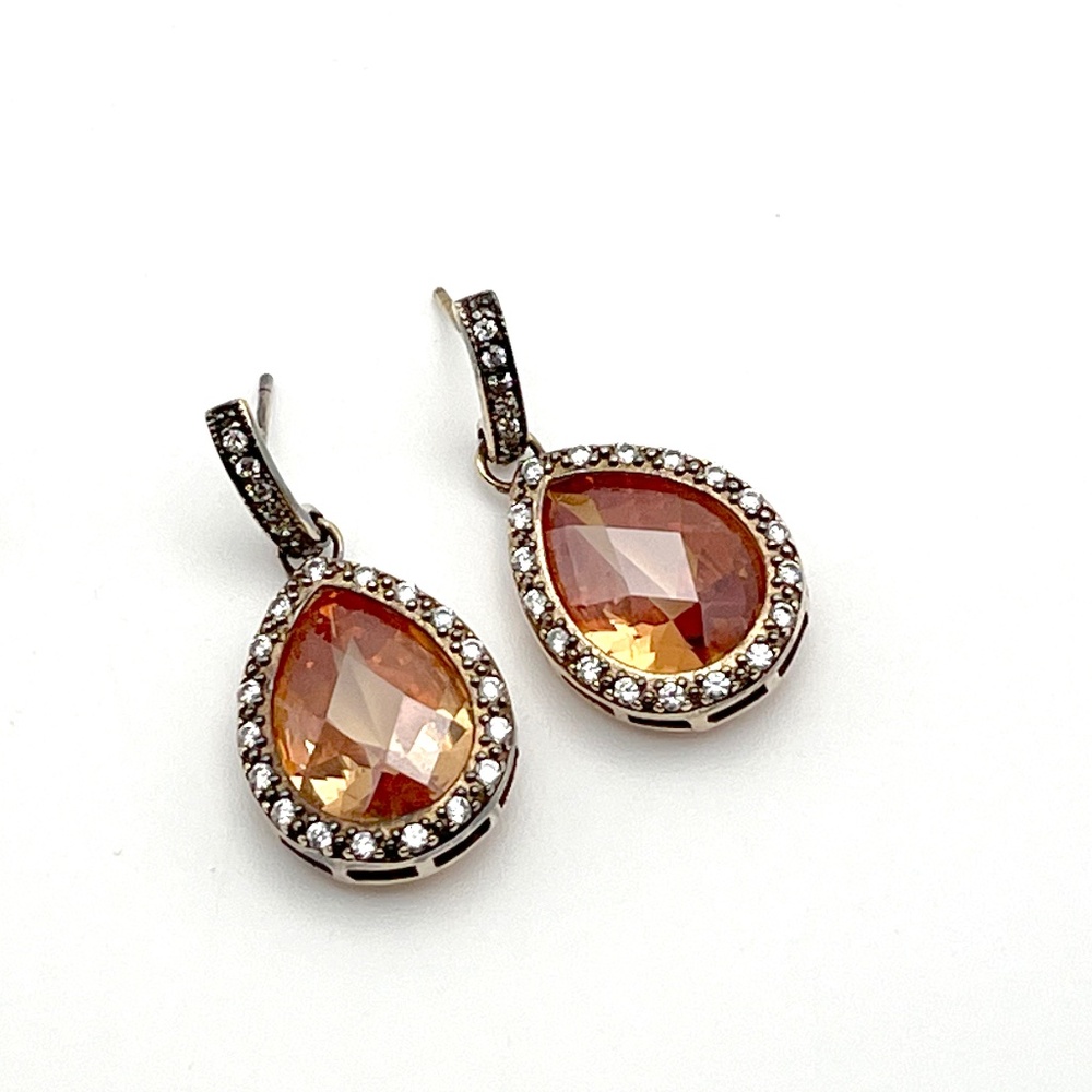 Belargo Auburn Crystal Earrings with Crystal Accents (925 FAS Sterling Silver)